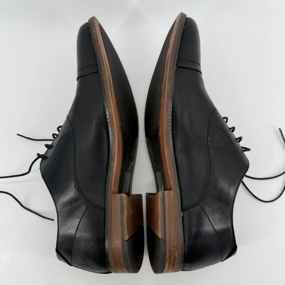 Steve Madden Mens Finnch 017 Black Leather Cap Toe Oxford‎ Dress Shoes Size 11